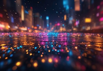 Abstract bokeh background illuminates the scene, capturing the vibrant city lights in a dazzling display - obrazy, fototapety, plakaty