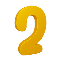 3d number 2 design in golden color for math, business and education concept