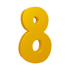 3d number 8 design in golden color for math, business and education concept