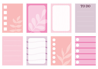 Pink weekly planner stickers set for agenda, notebook, diary.