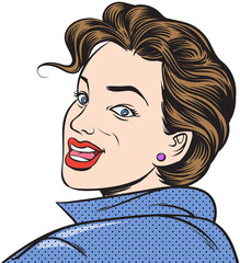 good mood woman smile and laugh happily. Pop art retro hand drawn style design illustrations. transparent background