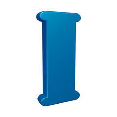 3D alphabet letter i in blue color for education and text concept