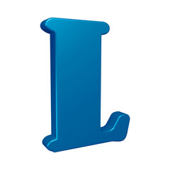 3D alphabet letter l in blue color for education and text concept