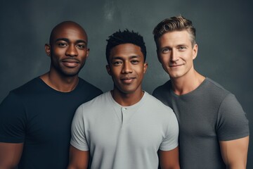 Obraz premium men with different skin tones standing together in a studio