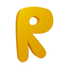 3D alphabet letter r in golden color for education and text concept