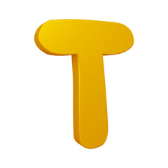 3D alphabet letter t in golden color for education and text concept