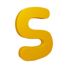3D alphabet letter s in golden color for education and text concept