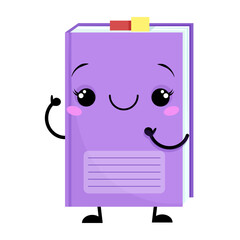 Purple textbook kawaii cute character