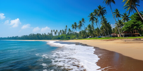 Obraz premium Serene Tropical Paradise at Exquisite Beach. Peacefully Landscape. Generative AI