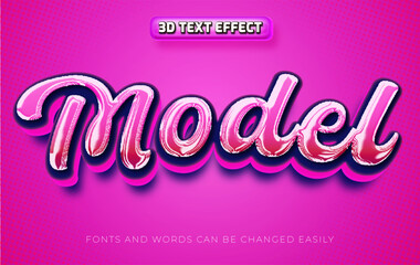 Model 3d girly editable text effect style