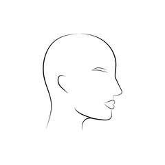Head line silhouette. Profile contour. Humans head icon. Head guidelines for barbershop, haircut salon. Vector illustration