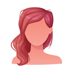 Woman Hairstyle with Long Brown Hair with Fringe Type with Head and Neck Portrait Vector Illustration