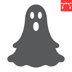 Ghost glyph icon, halloween and holiday, horror vector icon, boo vector graphics, editable stroke solid sign, eps 10.