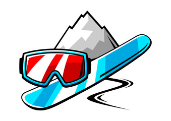 Emblem with snowboarding symbols. Winter sport label or emblem.