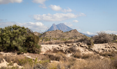 Cliffs and beaches in the south of Spain. Costa Blanca in the Spanish Mediterranean.