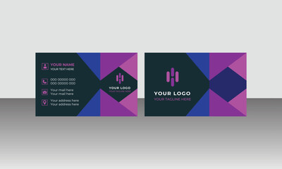 Black and blue modern creative business card and simple clean template vector design