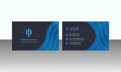 Black and blue modern creative business card and simple clean template vector design
