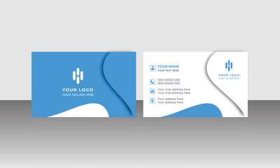 Black and blue modern creative business card and simple clean template vector design