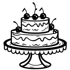 birthday cake outline drawing