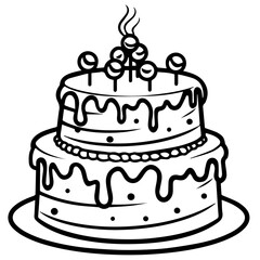 birthday cake outline drawing