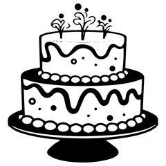 birthday cake outline drawing