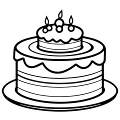 birthday cake outline drawing