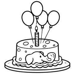 birthday cake outline drawing