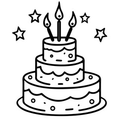 birthday cake outline drawing