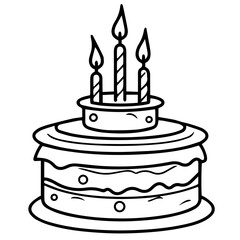 birthday cake outline drawing