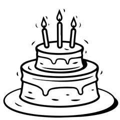 birthday cake outline drawing
