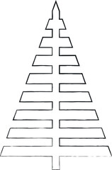 Christmas tree line drawing for decoration.