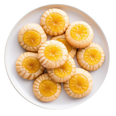 Delicious Plate of Lemon Thumbprint Cookies Isolated on a Transparent Background