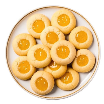 Delicious Plate Of Lemon Thumbprint Cookies Isolated On A Transparent Background