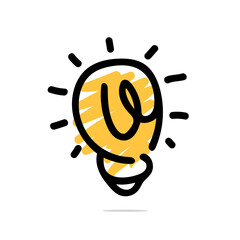 Vector doodle of electric light bulb icon symbol template