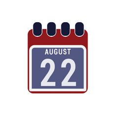 Fototapeta premium Calendar displaying day 22 (twenty-second) of the August - Day 22 of the month. Illustration