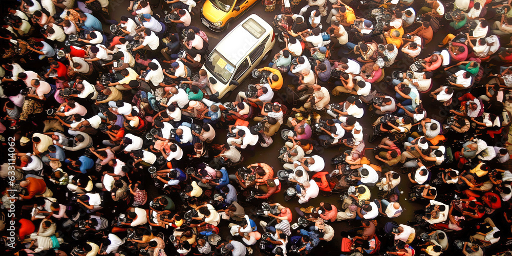 Poster traffic chaos aerial view - generative ai