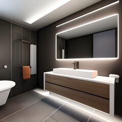 Fototapeta na wymiar Bathroom interior in Loft style. bathroom interior design project. generative AI