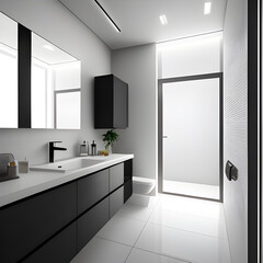 Bathroom design interior in minimalism style. bathroom interior design project. generative AI