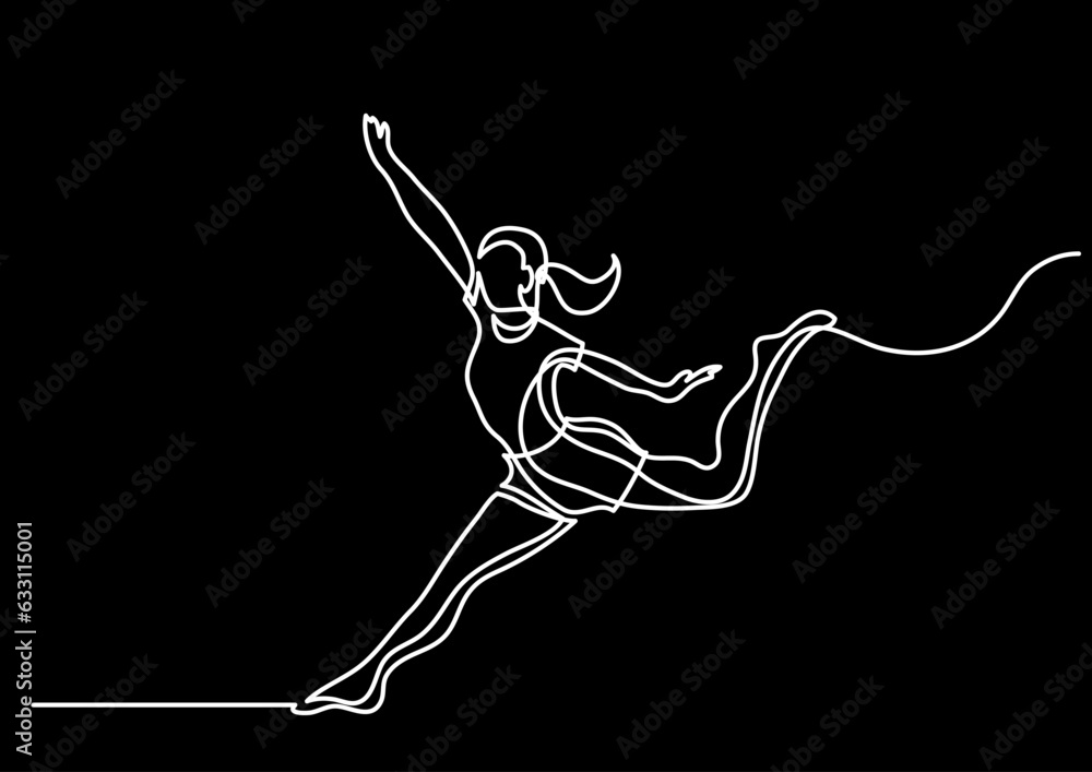 Aufkleber continuous line drawing vector illustration with fully editable stroke of happy jumping persons as c