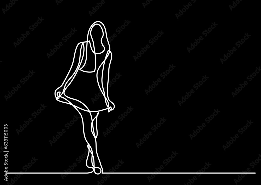 Poster continuous line drawing vector illustration with fully editable stroke of happy jumping persons as c