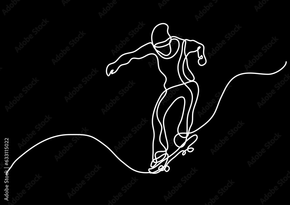 Poster continuous line drawing vector illustration with fully editable stroke of happy jumping persons as c