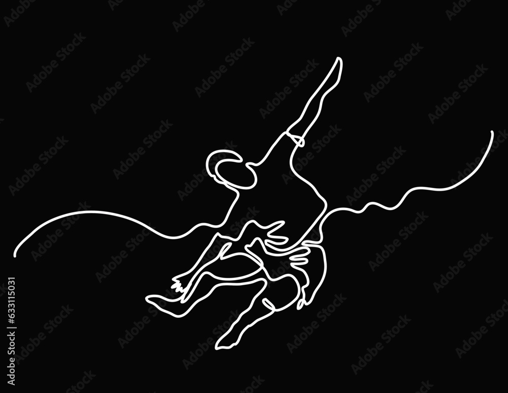 Poster continuous line drawing vector illustration with fully editable stroke of happy jumping persons as c