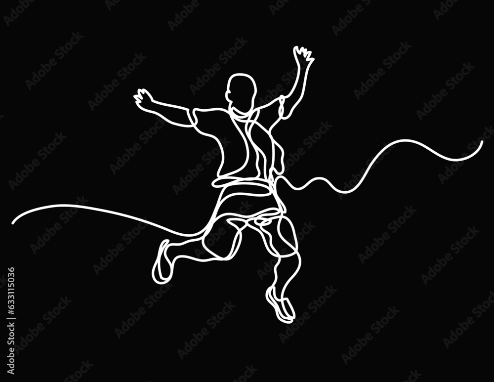Poster continuous line drawing vector illustration with fully editable stroke of happy jumping persons as c