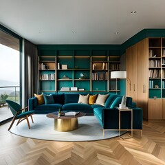 Fototapeta premium modern living room with kitchen
