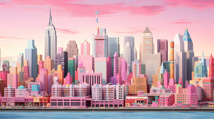 Pink city skyline