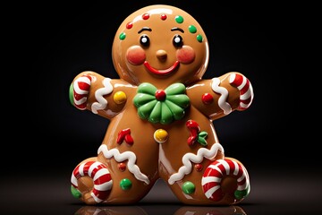 Christmas Sweet holiday magic Christmas Gingerbread man joyfully adorned, powdered sugar wonderland