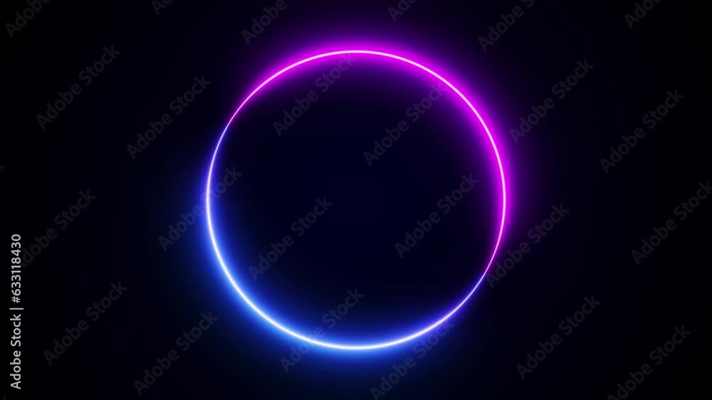 Poster vibrant neon circle abstract futuristic hi-tech motion background. video loop animation. 3d render, 