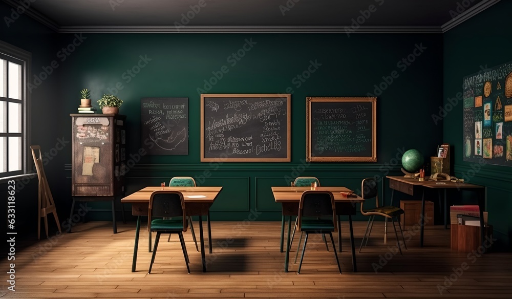 Poster empty classroom, generative ai
