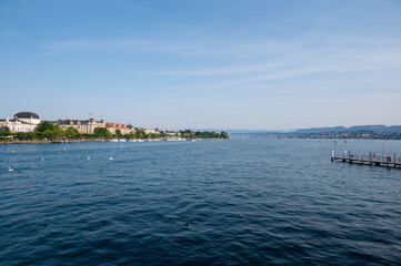Naklejka premium The idyllic Lake Zurich in Switzerland