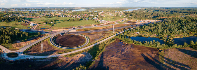 Road construction of Kekava Bypass highway ir Latvia. New section of the road A7 Riga – Bauska...